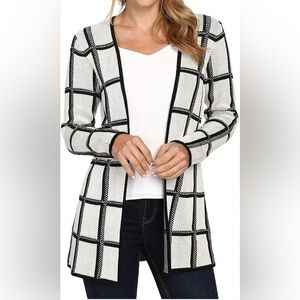 Pendleton Women's Marketa Windowpane Black and White Cardigan Sweater